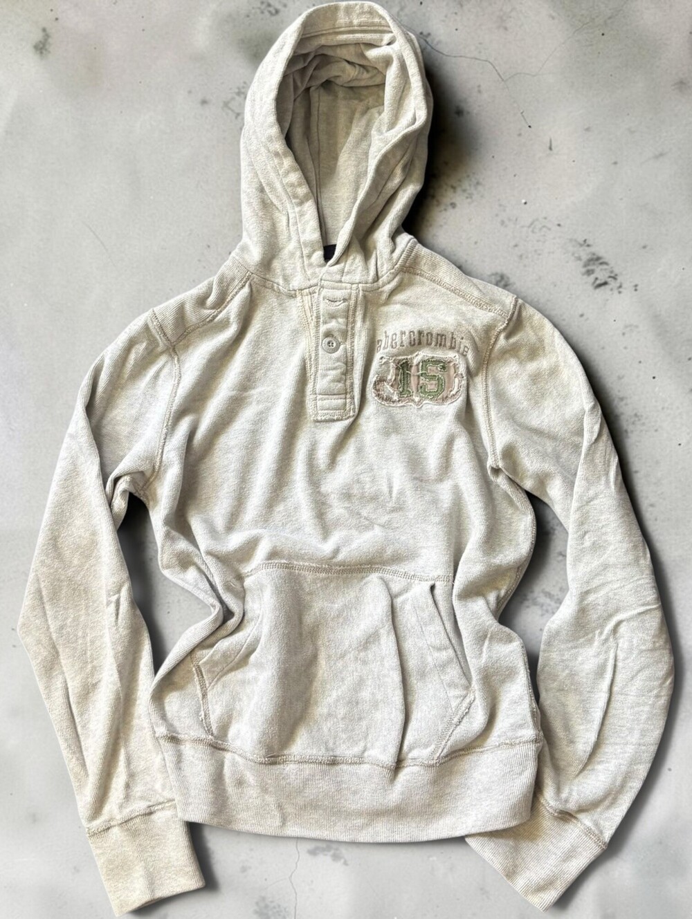 Y2K Abercrombie & Fitch Pullover Henley Sweater Womens XL Gray Hoodie 2000s Core